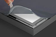 fata din textil inscriptionata cu print digital, iluminare cu module LED.