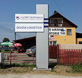 structura rigida galvanizata, expunere casetata a informatie, iluminare LED, inscriptionare cu litere aplicate
